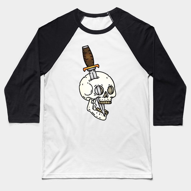 Skull and Dagger Baseball T-Shirt by OctoberArts